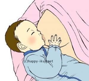 ハッピー育児アヒル口で授乳するあかちゃん